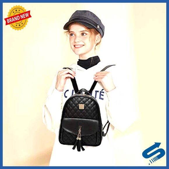 Quilted Vegan Leather Mini Backpack Set with Wristlet and Card Wallet main image 6